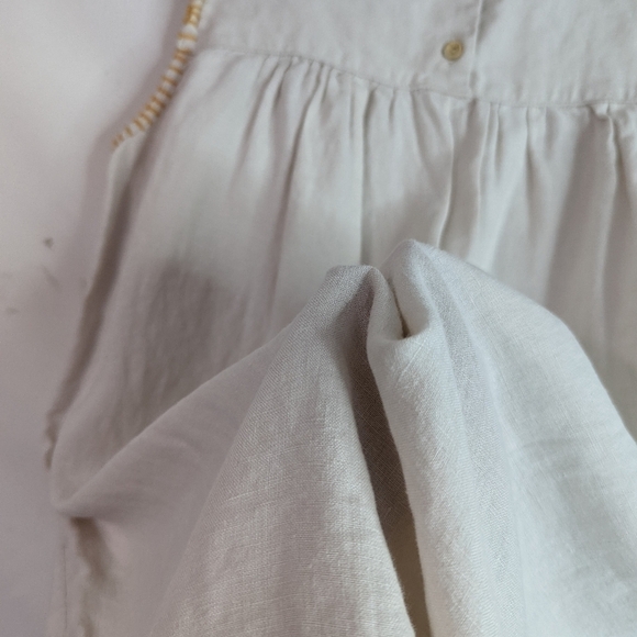 C&C California Linen Tank Dress Womens Size XS Tan Beige Embroider Boho Shift - Picture 5 of 11